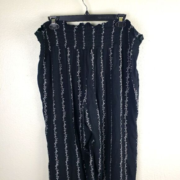 Women's Three Dots Boho Smocked Floral Stretchy Wide Leg Casual Pants SZ XL - Picture 2 of 11